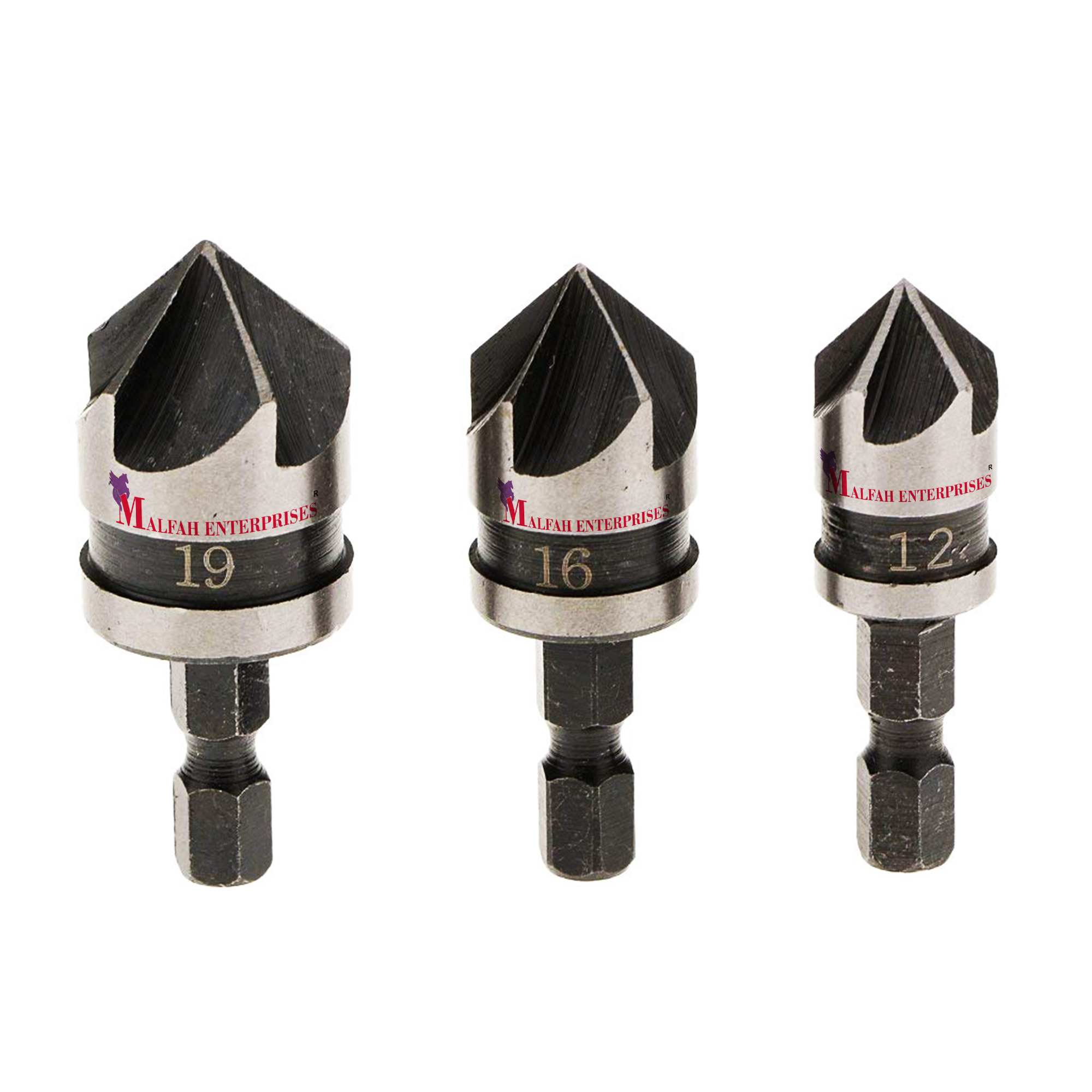 Countersink Drill Bit Set – 12, 16, 19 mm